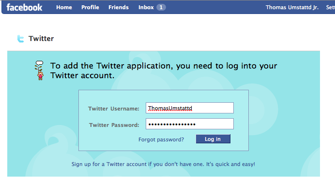 Step 2 Twitter -> Facebook