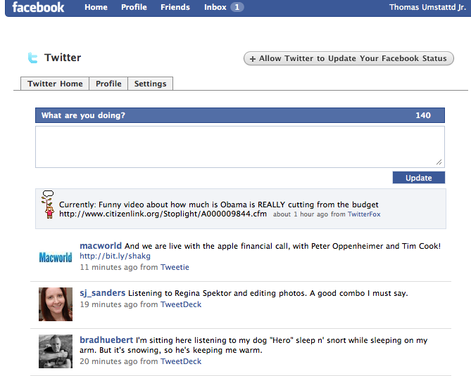Step 3 Link Facebook to Twitter