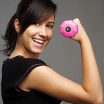 female blogger working out